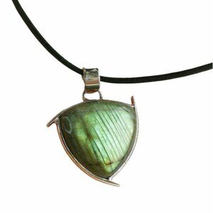 Sterling silver Green Flash labradorite pendant necklace